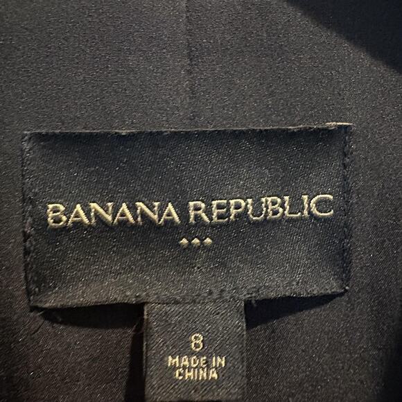 Banana Republic Blazer Womens 8 Black Pinstripe Two Button Office Career Jacket - Picture 2 of 15